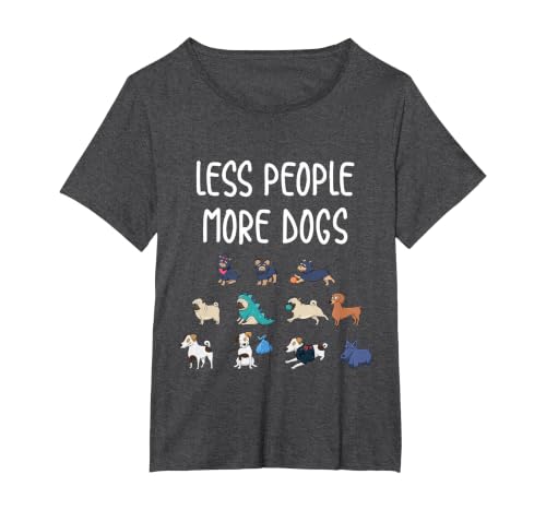 Funny Pet Less People More Dogs T-Shirt T-Shirt, Women's Plus, Dark Heather Grey, 3X