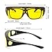 LVIOE Oversized Night-Vision Glasses, Wrap Around Style, Fit Over Regular Prescription Glasses with Flip Up Polarized Lens (Black Half Frame/Flip Up Yellow Lens)