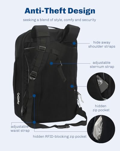 Image of Hynes Eagle Travel Backpack TSA Personal Item Bag Flight Approved Black