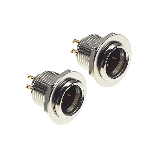 Mini-XLR-Stecker 3-poliges Gehäuse - vergoldete Kontakte, Metallgehäuse - männliche Buchse 3-poliger Lötanschluss für Mikrofon-Lautsprecherbuchse - 2 Stück