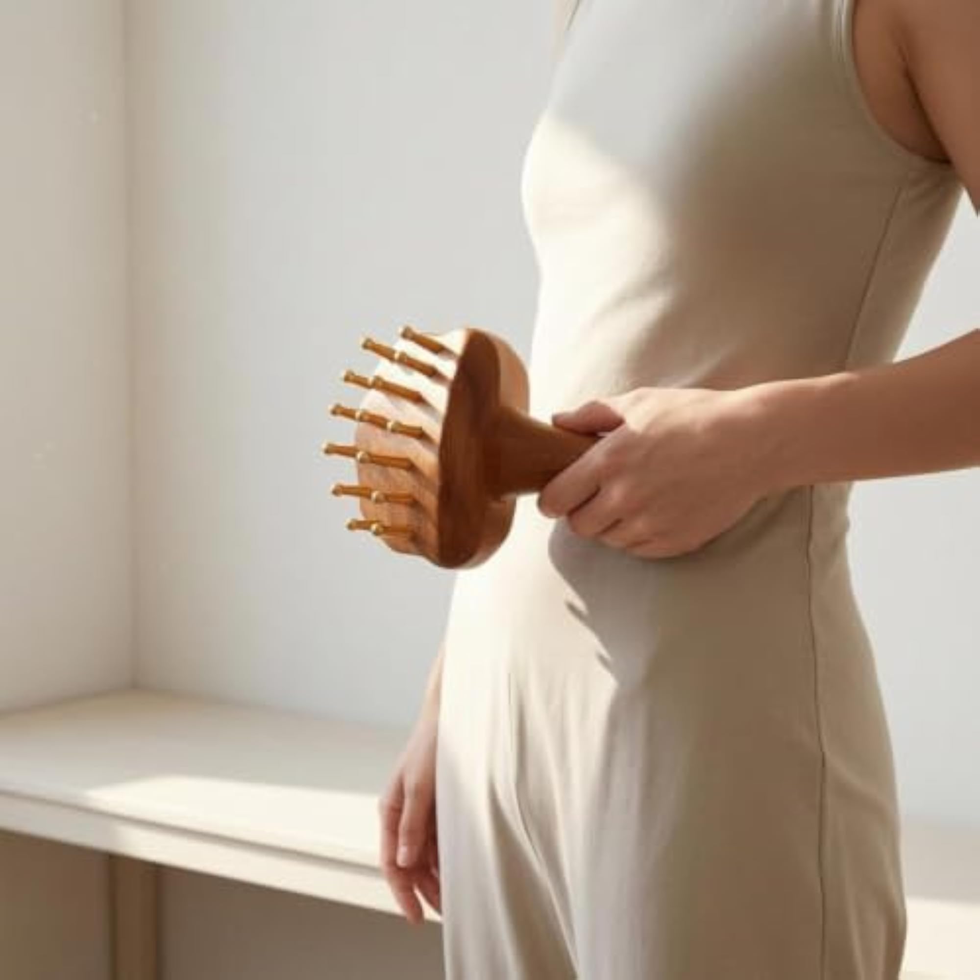 Brass Massage Scraper with Wooden Brush
