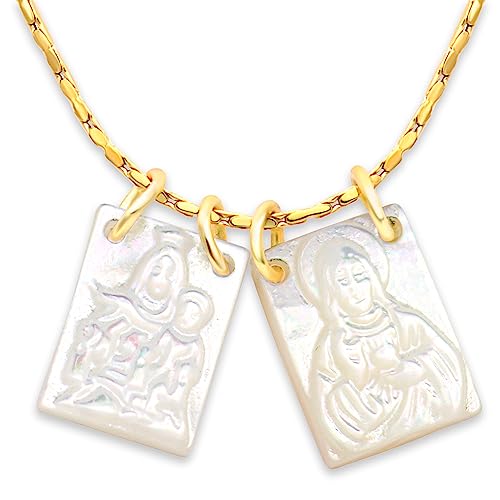 Scapulars Catholic Necklace - Escapulario De La Virgen Del Carmen - Virgin Mary Necklace - Scapulars Catholic - Escapularios Catolicos - Sacred Heart Necklace - Sacred Heart of Jesus Necklace (Small)