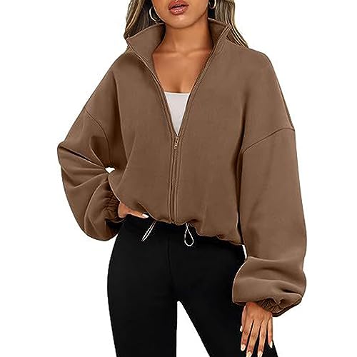 LXJLXD Sudaderas con capucha de forro polar con cremallera para mujer, ropa Y2K, ropa para adolescentes, niñas, abrigo de otoño, chaquetas casuales con cordón, trajes de otoño