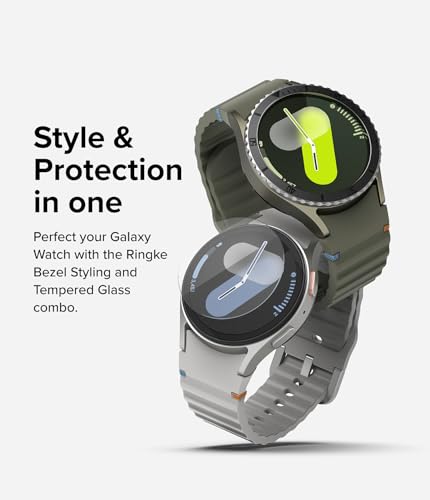 Image of Ringke Bezel Styling & Glass Compatible with Samsung Galaxy Watch 7 40mm [Combo] Anti-Scratch Stainless Steel Frame Ring Cover with HD Clear Tempered Glass Screen Protector - 40-96 (ST) Black