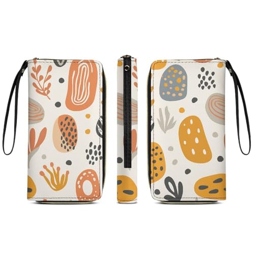 Womens Leather Wallets Warm Color Images Wallet for Women Large Capacity Card Phone Holder Ladies Purse with Wriststrap3