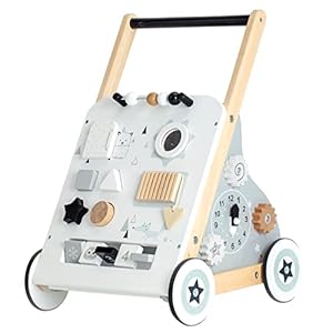 Labebe Lauflernwagen holz, 8-in-1 Verwendung als Laufwagen, Baby Lauflernhilfe Holz mit gummierten Holzrädern und Activity Center, Gehfrei Lauflernhilfe Baby/Lauflernhilfe Holz/Gehhilfe Holz