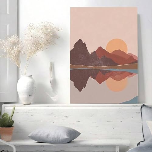 Impression murale soleil orange brûlé encadrée pour grand mur vide - 3