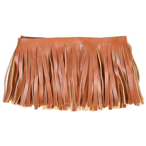GORGECRAFT 108x10cm Faux Leather Sewing Tassel Trim Saddle Brown PU Leather Dance Skirt Tassel Fringe Wrap Cover Trim for DIY Craft Clothing Handbag Sewing Craft Embellishment Decoration