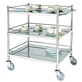 Questo elegante carrello ha un ripiano superiore che può essere utilizzato come vassoio per alimenti. Facile da spostare. Il carrello mobile bar è molto comodo da spostare.