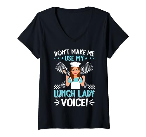 Lunch Lady Cafeteria Worker T-Shirt mit V-Ausschnitt
