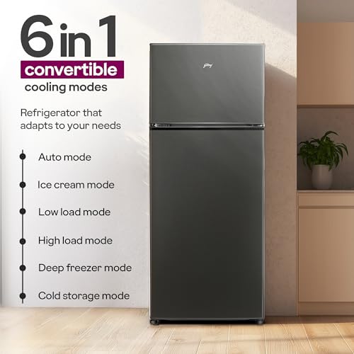 Image of Godrej 244 L 3 Star 5 Years Comprehensive | Convertible Freezer | 95%+ Food Surface Disinfection | Double Door Refrigerator (2026 Model, RT EONVALOR 280CN RCIF FS ST, Fossil Steel)
