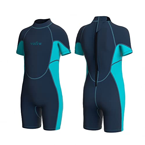 Vofiw Kids Wetsuit For Boys Girls Toddlers, 2.5Mm Neoprene Shorty Wet Suit Back Zipper Swimsuit Short Sleeve Diving Suits Keep Warm For Swimming Snorkeling Surfing(10, Navy Blue) #TOP9