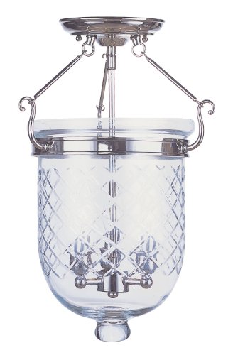 Livex Lighting 5072-35 Flush Mount with Clear Diamond Glass Shades, Polished Nickel