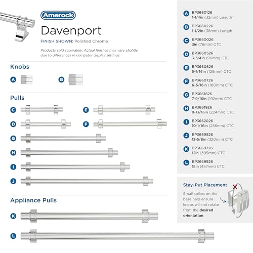 Image of Amerock Davenport 12-5 /8 inch (320mm) Center-to-Center Polished Chrome Cabinet Pull, BP3669826