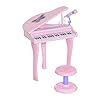 HOMCOM kinderpiano mini-piano piano keyboard muziekinstrument MP3 USB incl. krukje 37/32 toetsen roze
