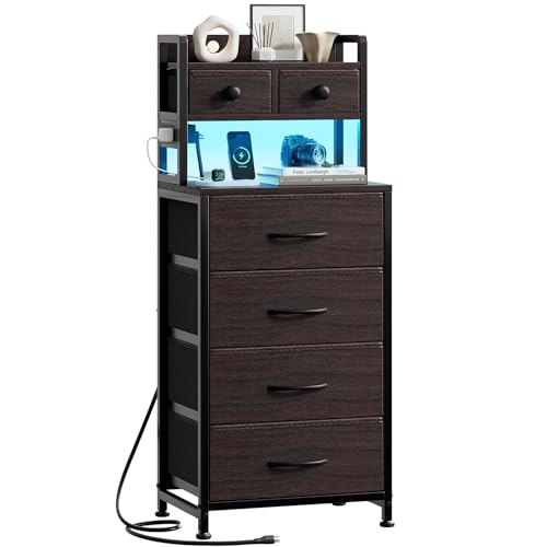 REAHOME Tall Leather Brown Nightstand
