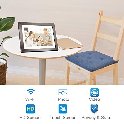 BIHIWOIA Digital Picture Frame WiFi 10.1 inch IPS Touch Screen HD Display Digital Photo Frame, 16GB Storage, Auto-Rotate, Share Photos &Videos via Frameo APP(Brown) - Thumbnail 4