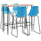 Bartisch : vidaXL Bar Set 5-TLG. Tresen Bartisch Barstuhl Stehtisch Bistrotisch Bartresen Küchenbar Tresentisch Küchentisch Tisch 4 Barhocker Kunststoff Blau