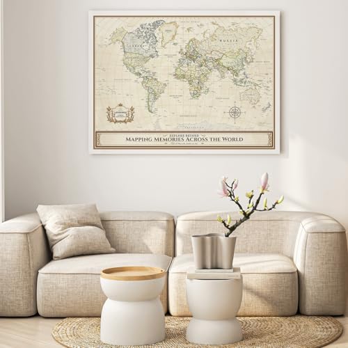Image of DECORARTS - Oversized Colorful World Map Art Canvas Wall Art, Extra Large Classic Maps for Wall Decor, Gallery Statement, Hand-Stretched Giclee Print, Handcrafted in USA, 40x30''