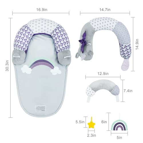 Image of Lovvie & Joy 2-in-1 Tummy Time Mat & Seated Support Pillow,Baby Tummy Time Pillow Support for Newborns and Older Babies,with Detachable Support Pillow and Toys Unicorn