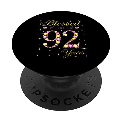 Blessed by God For 92 años, regalo de 92 cumpleaños para mujer PopSockets PopGrip Intercambiable