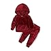 2 Pezzi Tuta in Flanella Solida per Bambini Neonati - Cappotto Giacca Felpa con Cappuccio Carino + Pantaloni Lunghi Abiti Autunno Inverno Vestiti Caldi 0-5 Anni (A Wine Red, 80/12-18 Mesi)