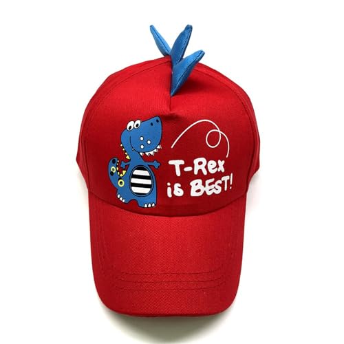QKURT Chłopięca czapka z daszkiem, letnia czapka przeciwsłoneczna, ochrona przed promieniowaniem UV, czapka sportowa, regulowana czapka typu trucker z wzorem dinozaura dla dzieci w wieku 3-8 lat