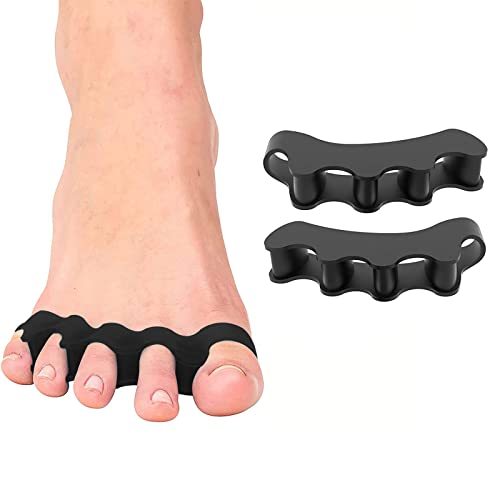 Zehenspreizer Silikon, Zehentrenner, Korrektur für alle Zehen, 2 Stück Silikon Zehentrenner für Pediküre Zehenkorrektur Hallux Valgus, Fußzehen Spreizer, Universalgröße für Damen und Herren（schwarz）