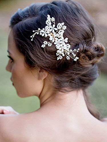 AW BRIDAL Wedding Hair Comb Crystal Pearl Bridal Comb Bridal Wedding Hair Side Comb for Wedding Party