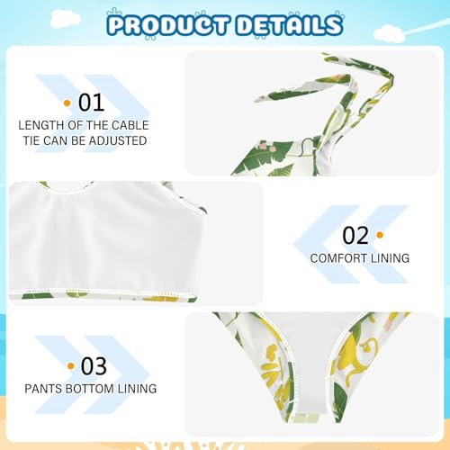 KLL Monkeys Bananas and Palm Leaves Girls Two Piece Bikini Sets Scoop Neck Bathing Suit Swimming Suits Cute Shoulder Strap4