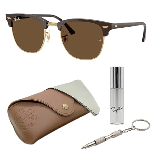 Image of Ray-Ban RB3016 CLUBMASTER CLASSIC Square Shaped Sunglasses for Men & Women with Official RAYBAN Eyewear Kit