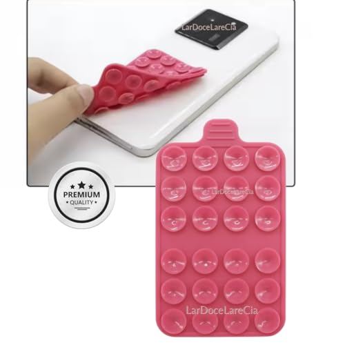 KIT 2 Suporte Dupla Face de Celular com Ventosa, frente e verso Premium - Rosa Goiaba