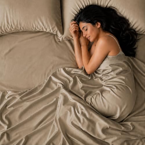 Noaré Cooling Bamboo Bedsheet King Size for Double Bed – Breathab...