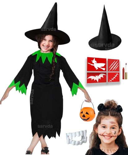 Image of Sarvda Satin Halloween Costumes For Girls|Halloween Costume For Boys|Halloween Dress For Kids|Witch Ghost Costumes,black