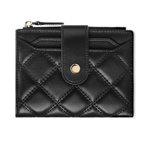 SENDEFN Small Wallet for Woman Leather RFID Blocking Bifold Zipper Pocket Credit Card Holder