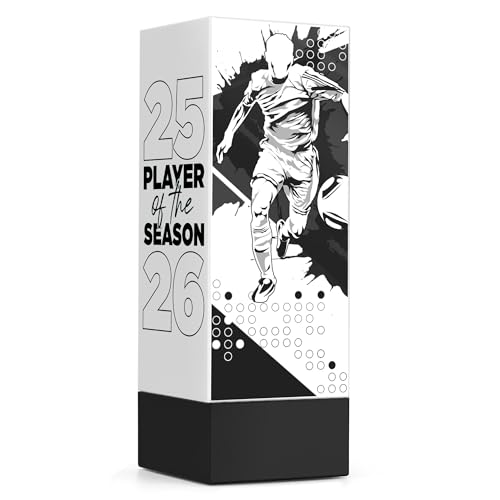 TROPHIESPLUSMEDALS Geo Vision White Football Award 17cm | Football Trophy Block with 15 Stickers | Ideal for School Sports Days Club Tournaments & Sports Events