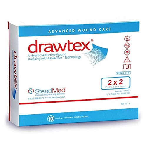 Drawtex Hydroconductive Dressing with Levafiber 2 x 2, (Box 10)