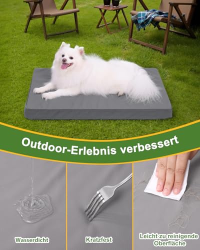 Favodormir Orthopädisches Hundebett Hunde 58x43cm,Abnehmbare Wassericht Kunstleder-Hülle Hundekissen Hundematratze für Hunde,Komfortable & Kühlende Für Innen- Und Außenbereich,Grau
