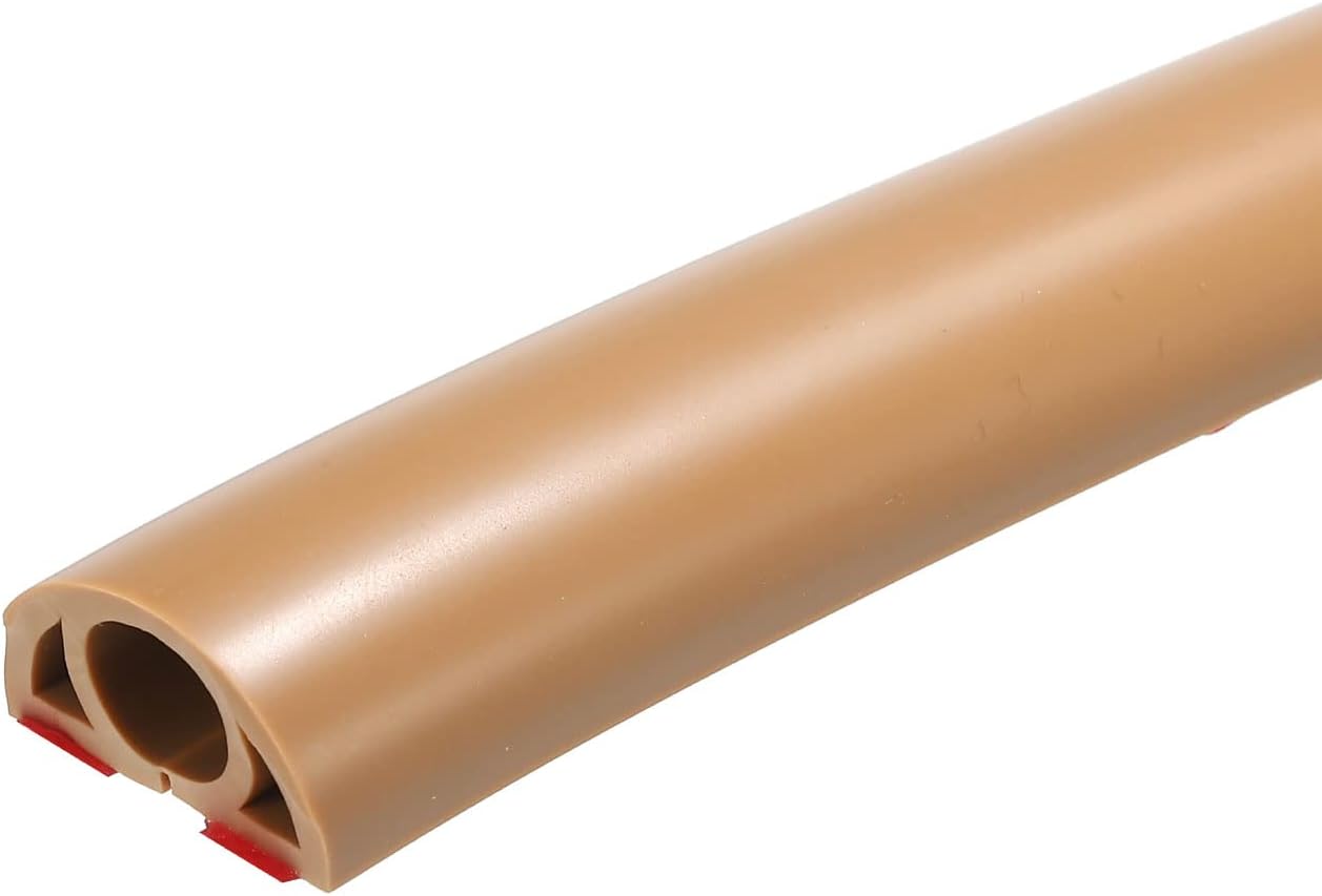 PATIKIL Floor Cord Cover Cable Protector Cable Raceway Hider 6.6ft Light Brown Self Adhesive Extension Cable Management for Home Office 0.35" W x 0.28" H