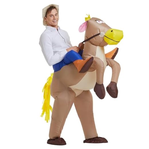 YEAHBEER Inflatable Horse Costume Adult Riding Horse Costumes Cowboy Blow Up Funny Ride On Horse Suit for Men Women Halloween Party