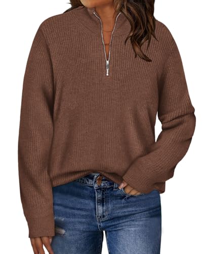Image of TIYOMI Women Plus Size Tops Long Sleeves Mock Neck Sweaters Knit Pullover Sweater Adjustable Zipper Fall Autumn Winter Shirt