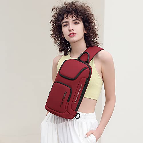 Image of BANGE Sling Bag for Men,Shoulder bags Crossbody Sling Backpack for Men and Women, Red, Durable