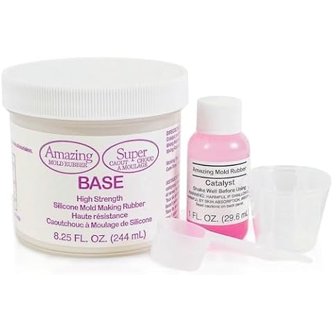 Alumilite Amazing Mold Rubber (0.75 lb 2 Part Kit) Tin-Based, High Strength, Pourable Liquid Silicone Mix for DIY Molding | Mold-Making Material for Casting Resin, Wax, Soap, Plaster, and Clay, Pink Cover