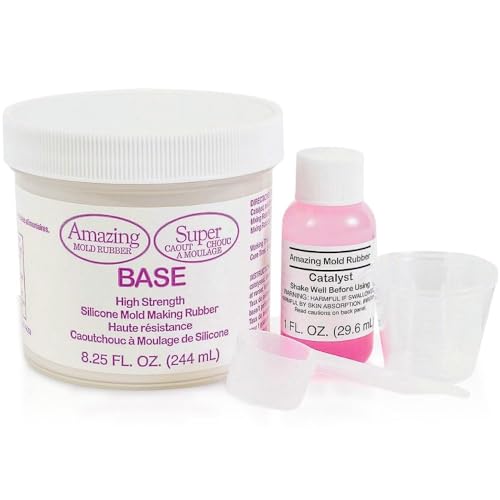 Alumilite Amazing Mold Rubber (0.75 lb 2 Part Kit) Tin-Based, High Strength, Pourable Liquid Silicone Mix for DIY Molding | Mold-Making Material for Casting Resin, Wax, Soap, Plaster, and Clay, Pink