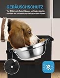 Vantic Hundenapf erhöht mit Ständer, Hundebar höhenverstellbar Futternapf für kleine Hunde und Katzen, haltbar Futterbar Futterstation Bambus mit 2 Edelstahlnäpfen und Rutschfesten Füßen(Schwarz)