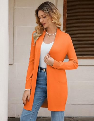 Image of GRACE KARIN Long Cardigan for Women Lightweight Open Front with Pockets | Oversized Cardigan Sweaters for Women, Soft Knit, Casual Fall Clothes, Layering Piece for Fall, Winter & Office Wear