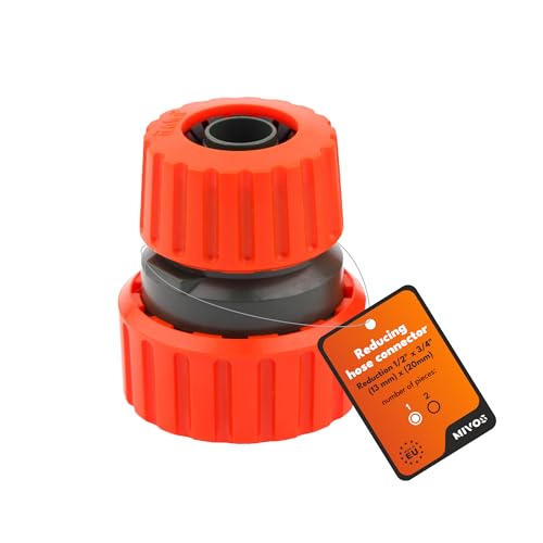 Mivos Schlauchverbinder 1/2 Zoll auf 3/4 Zoll - Gartenschlauch Reduktion Wasser Schlauch Reparatur - Schlauchkupplung 1/2 Zoll (13mm) mal 3/4 Zoll (19mm) - Made in EU