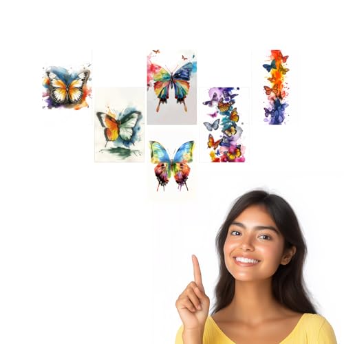 Image of SiddArtify Vibrant Watercolor Butterfly Art Print Set - Set of 2-4x6 Inch - Board (Pack of 6) - Sticker (Pack of 6) Wall Room Decoration art Poster Prints