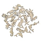 TOYANDONA 50Pcs Unfinished Wooden Cutouts Ocean Animals Wooden Paint Crafts for Kids Home Decor Orna
