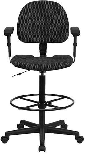 Miniatura 8 de Flash Furniture Silla de dibujo de tela gris Bruce con brazos ajustables (cilindros: 22.5''-27''H o 26''-30.5''H)